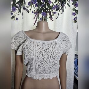 Freshman Cream Ruffled Crop Blouse